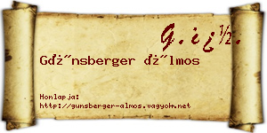 Günsberger Álmos névjegykártya